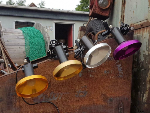 4 vintage klemlamp, klemspot, spotjes uit de 70'r jaren