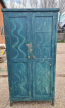 Uniek houten 2 deurs locker blauw turquoise